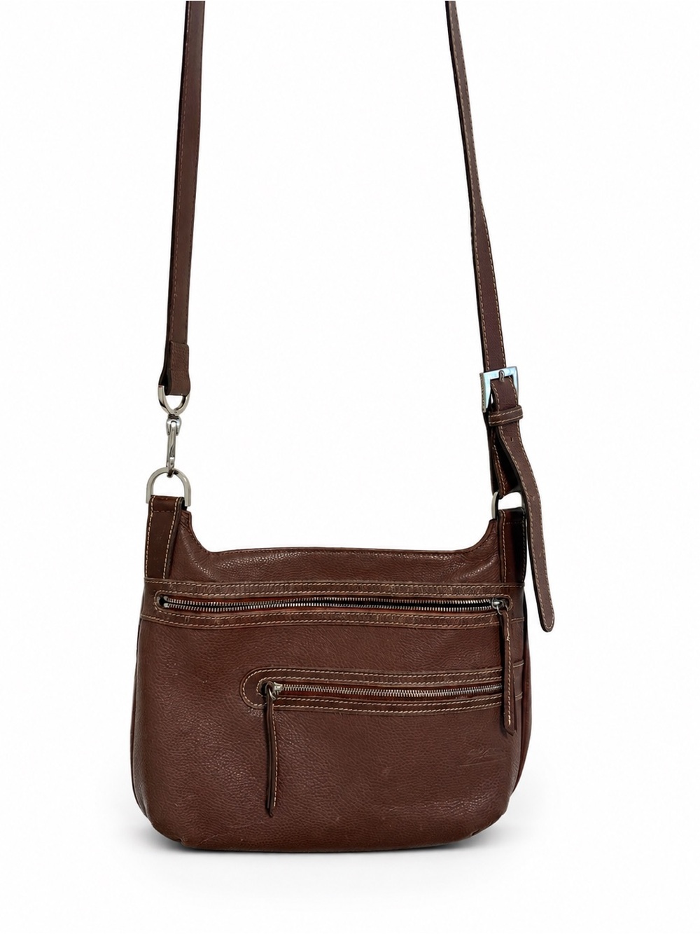 Rare Vintage Longchamp Y2K Brown Leather Crossbody Bag Made in France